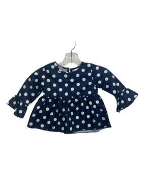 PatPat Polka Dot Baby Girl Top Shirt Ruffle Long Sleeve Peplum 12-18M Blue White